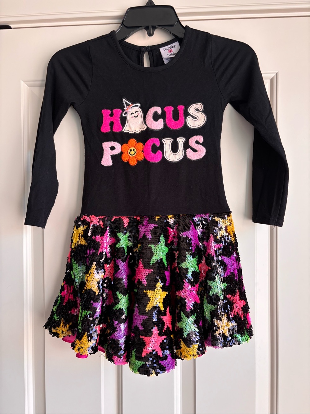 Black 'Hocus Pocus' Sequin Star Costume Dress for Kids